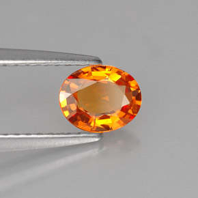 0.66 ct Orange Sapphire Stone, Natural Sapphire in Oval Facet Shape for Sale
