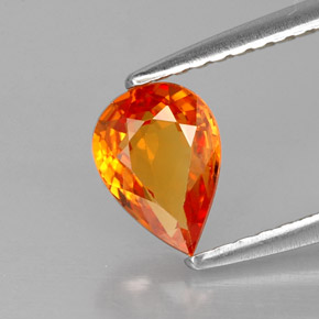 0.87 ct Orange Sapphire Gemstone, Sapphire Gem in Pear Facet Shape for Sale.