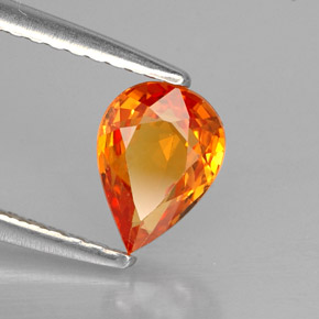 0.87 ct Orange Sapphire Stone, Natural Sapphire in Pear Facet Shape for Sale