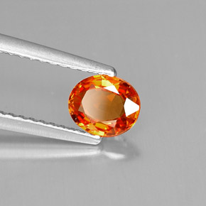 0.69 ct Orange Sapphire Stone, Natural Sapphire in Oval Facet Shape for Sale