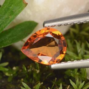 0.59 ct Orange Sapphire Gemstone, Sapphire Gem in Pear Facet Shape for Sale.