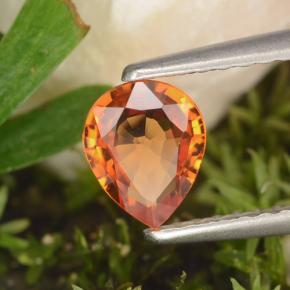 0.59 ct Orange Sapphire Stone, Natural Sapphire in Pear Facet Shape for Sale
