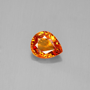 0.72 ct Orange Sapphire Gemstone, Sapphire Gem in Pear Facet Shape for Sale.