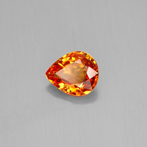 0.72 ct Orange Sapphire Stone, Natural Sapphire in Pear Facet Shape for Sale