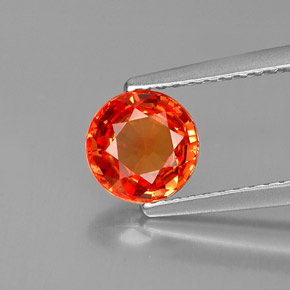1.28 ct Orange Sapphire Gemstone, Sapphire Gem in Round Facet Shape for Sale.