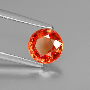 1.28 ct Orange Sapphire Stone, Natural Sapphire in Round Facet Shape for Sale