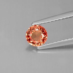 0.59 ct Orange Sapphire Gemstone, Sapphire Gem in Round Facet Shape for Sale.