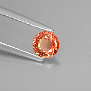 0.59 ct Orange Sapphire Stone, Natural Sapphire in Round Facet Shape for Sale