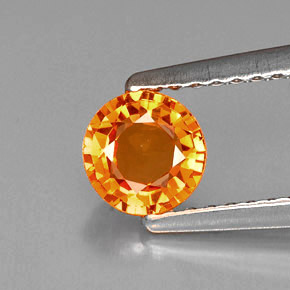 0.60 ct Orange Sapphire Gemstone, Sapphire Gem in Round Facet Shape for Sale.