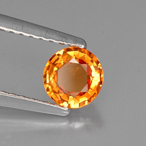 0.60 ct Orange Sapphire Stone, Natural Sapphire in Round Facet Shape for Sale