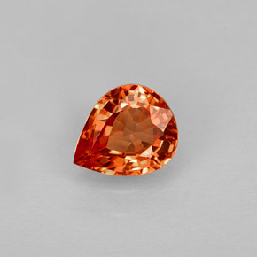 0.74 ct Orange Sapphire Gemstone, Sapphire Gem in Pear Facet Shape for Sale.
