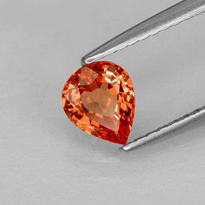 0.74 ct Orange Sapphire Stone, Natural Sapphire in Pear Facet Shape for Sale
