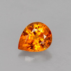 0.71 ct Orange Sapphire Gemstone, Sapphire Gem in Pear Facet Shape for Sale.
