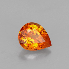 0.71 ct Orange Sapphire Stone, Natural Sapphire in Pear Facet Shape for Sale