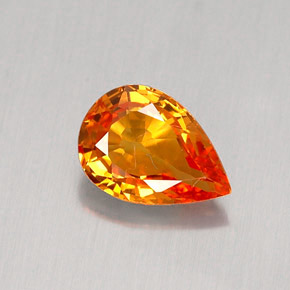 0.83 ct Orange Sapphire Gemstone, Sapphire Gem in Pear Facet Shape for Sale.