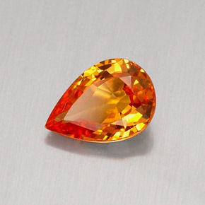 0.83 ct Orange Sapphire Stone, Natural Sapphire in Pear Facet Shape for Sale