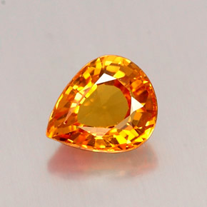 0.76 ct Orange Sapphire Gemstone, Sapphire Gem in Pear Facet Shape for Sale.