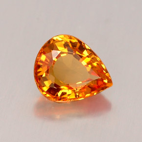 0.76 ct Orange Sapphire Stone, Natural Sapphire in Pear Facet Shape for Sale