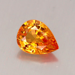 0.69 ct Orange Sapphire Gemstone, Sapphire Gem in Pear Facet Shape for Sale.