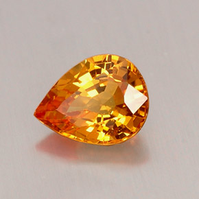 0.69 ct Orange Sapphire Stone, Natural Sapphire in Pear Facet Shape for Sale