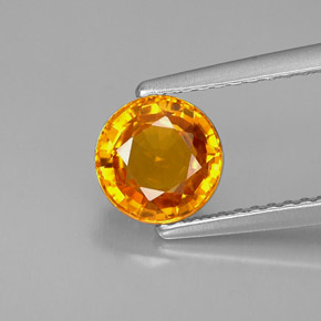 1.55 ct Orange Sapphire Gemstone, Sapphire Gem in Round Facet Shape for Sale.