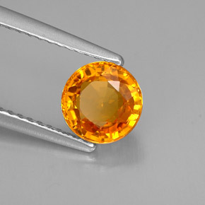1.55 ct Orange Sapphire Stone, Natural Sapphire in Round Facet Shape for Sale