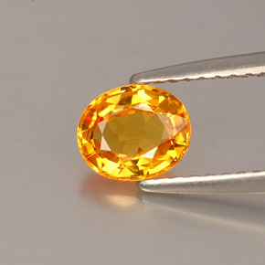 0.87 ct Orange Sapphire Gemstone, Sapphire Gem in Oval Facet Shape for Sale.