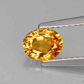 0.69 ct Orange Sapphire Gemstone, Sapphire Gem in Oval Facet Shape for Sale.