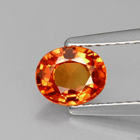 0.81 ct Orange Sapphire Gemstone, Sapphire Gem in Oval Facet Shape for Sale.