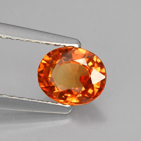 0.81 ct Orange Sapphire Stone, Natural Sapphire in Oval Facet Shape for Sale