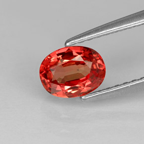 0.86 ct Orange Sapphire Gemstone, Sapphire Gem in Oval Facet Shape for Sale.