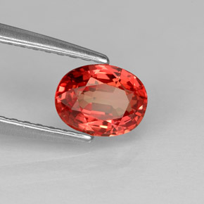 0.86 ct Orange Sapphire Stone, Natural Sapphire in Oval Facet Shape for Sale