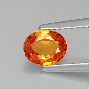 0.79 ct Orange Sapphire Gemstone, Sapphire Gem in Oval Facet Shape for Sale.