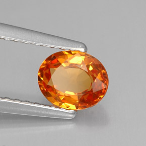 0.79 ct Orange Sapphire Stone, Natural Sapphire in Oval Facet Shape for Sale