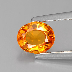 0.82 ct Orange Sapphire Gemstone, Sapphire Gem in Oval Facet Shape for Sale.
