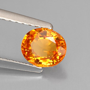 0.82 ct Orange Sapphire Stone, Natural Sapphire in Oval Facet Shape for Sale