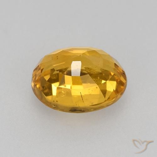 Sapphire Gemstone in 5.8 x 4.9 mm Size for Sale, Sapphire Stone in Deep Golden Orange Color