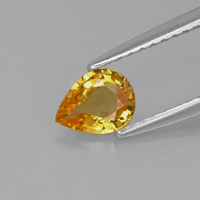 0.54 ct Yellow Sapphire Gemstone, Sapphire Gem in Pear Facet Shape for Sale.