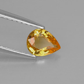 0.54 ct Yellow Sapphire Stone, Natural Sapphire in Pear Facet Shape for Sale