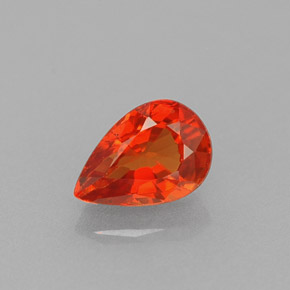 0.64 ct Orange Sapphire Gemstone, Sapphire Gem in Pear Facet Shape for Sale.