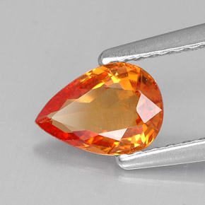 0.72 ct Orange Sapphire Gemstone, Sapphire Gem in Pear Facet Shape for Sale.