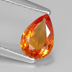 0.72 ct Orange Sapphire Stone, Natural Sapphire in Pear Facet Shape for Sale