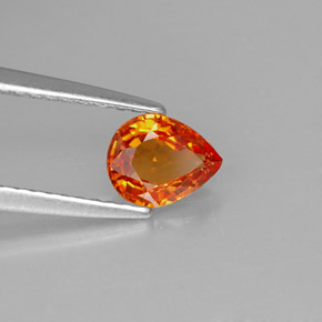 0.73 ct Orange Sapphire Stone, Natural Sapphire in Pear Facet Shape for Sale