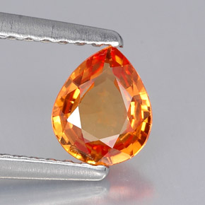0.60 ct Orange Sapphire Gemstone, Sapphire Gem in Pear Facet Shape for Sale.