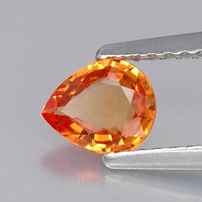 0.60 ct Orange Sapphire Stone, Natural Sapphire in Pear Facet Shape for Sale