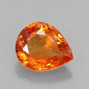 0.70 ct Orange Sapphire Gemstone, Sapphire Gem in Pear Facet Shape for Sale.