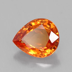 0.70 ct Orange Sapphire Stone, Natural Sapphire in Pear Facet Shape for Sale