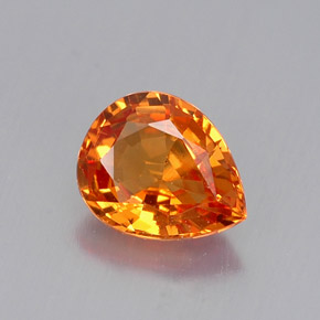 0.69 ct Orange Sapphire Gemstone, Sapphire Gem in Pear Facet Shape for Sale.
