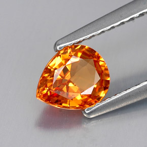 0.69 ct Orange Sapphire Stone, Natural Sapphire in Pear Facet Shape for Sale