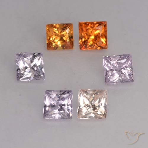 1.16 ctw Multicolor Sapphire Stones, Natural Sapphire in Princess-Cut Shape for Sale